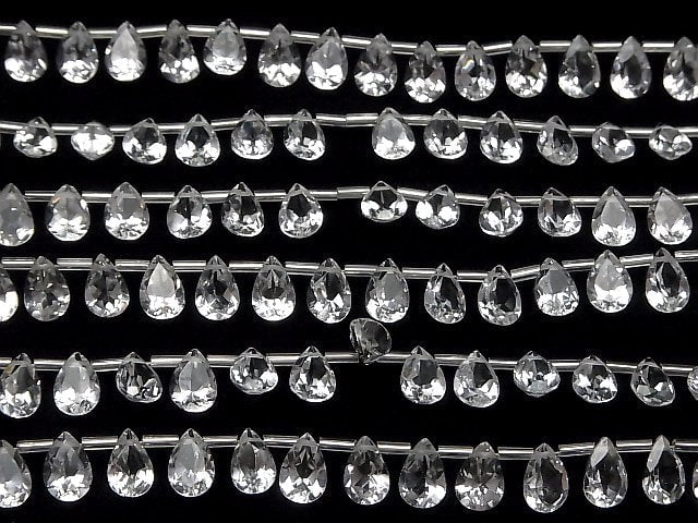 [Video] High Quality White Topaz AAA Pear shape Faceted 9x6mm half or 1strand (18pcs )