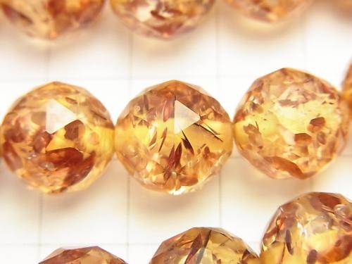 Prest Amber Triangle Faceted Round 12 mm 1/4 or 1 strand (aprx.15 inch / 36 cm)