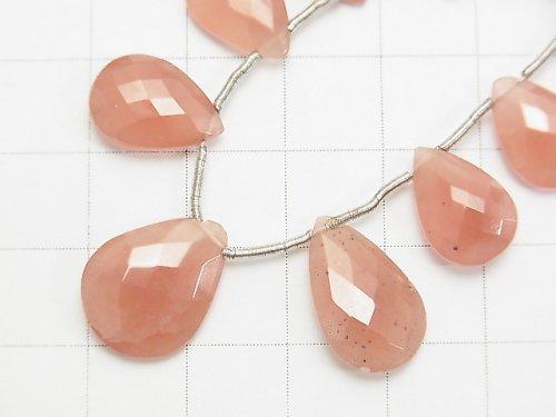 [Video] [One of a kind] High Quality Peru Rhodochrosite AAA - AAA- Pear shape Faceted Briolette 1strand beads (aprx.4inch / 11cm) NO.6
