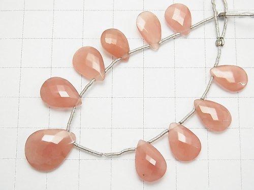 [Video] [One of a kind] High Quality Peru Rhodochrosite AAA - AAA- Pear shape Faceted Briolette 1strand beads (aprx.4inch / 11cm) NO.6