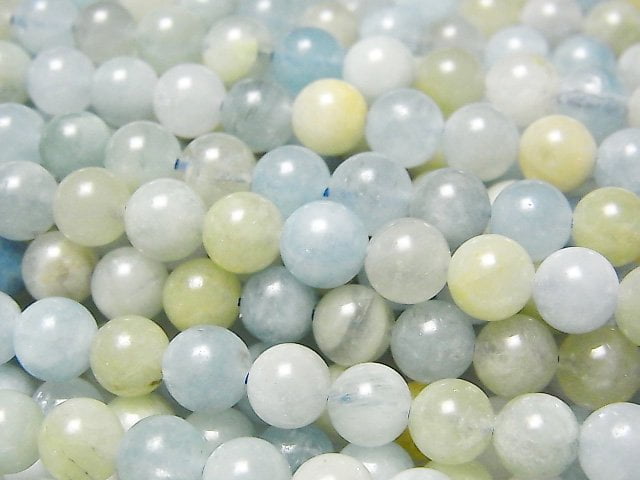[Video] Multi color Aquamarine AA Round 6mm 1strand beads (aprx.15inch/37cm)