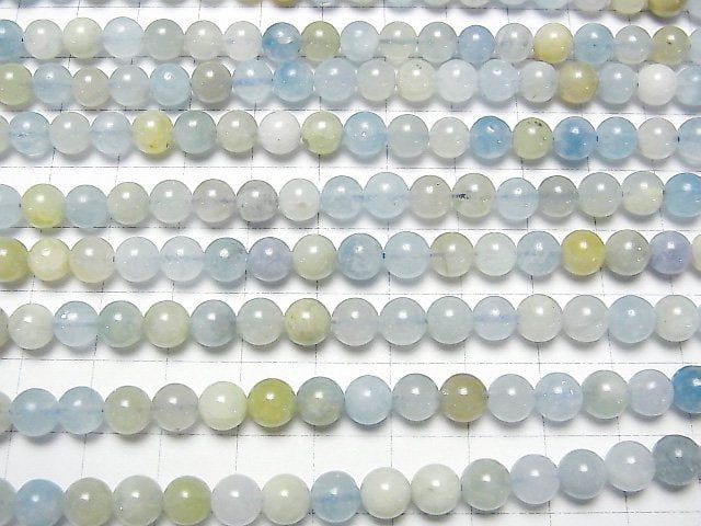 [Video] Multi color Aquamarine AA Round 6mm 1strand beads (aprx.15inch/37cm)