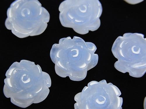 1pc $6.79 High Quality Blue Chalcedony AAA Rose 12, 15mm [Half Drilled Hole] 1pc