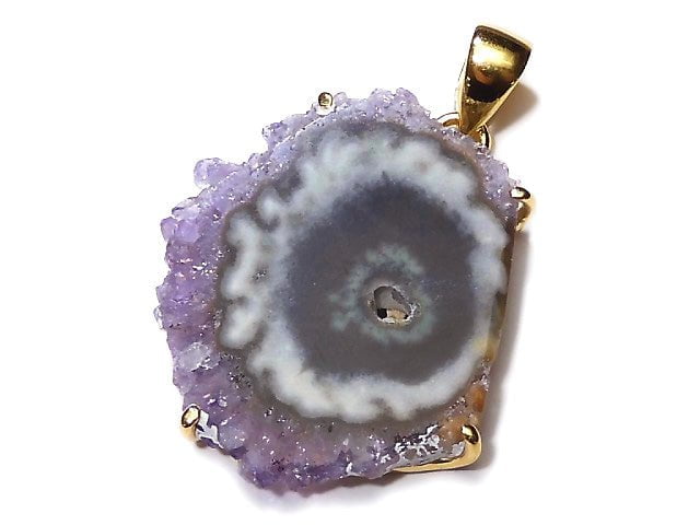 [Video] [One of a kind] Flower Amethyst Pendant 18KGP NO.140