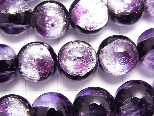 Lampwork Beads Round 12mm [Purple] 1/4 or 1strand beads (aprx.14inch/34cm)