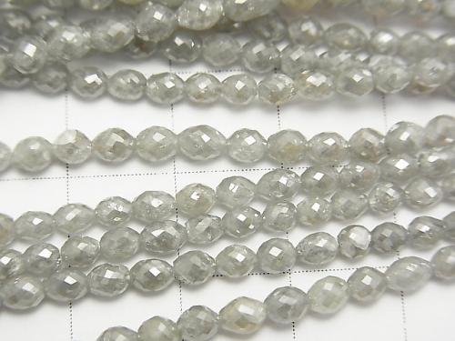 [Video] Gray Diamond Faceted Rice 5pcs -1strand beads (aprx.15inch/38cm)