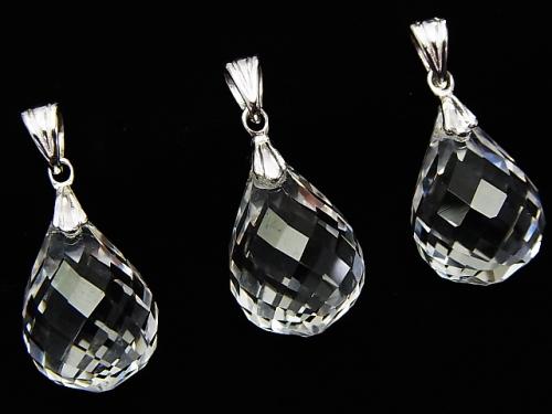 1 pc $9.79! High Quality Crystal AAA Faceted Drop Pendant 18 x 13 x 13 mm Silver 925