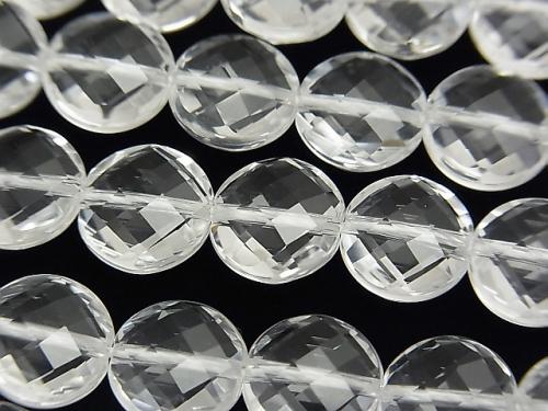 Diamond Cut! Crystal AAA Faceted Coin 10 x 10 x 5 mm half or 1 strand (aprx.15 inch / 38 cm)