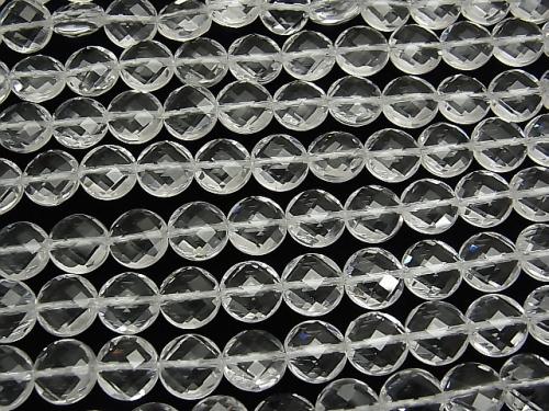 Diamond Cut! Crystal AAA Faceted Coin 10 x 10 x 5 mm half or 1 strand (aprx.15 inch / 38 cm)
