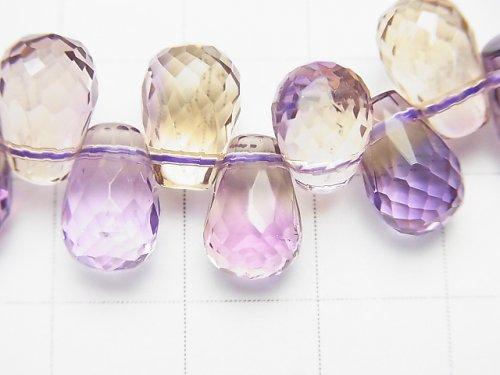[Video] [One of a kind] High Quality Ametrine AAA Drop Faceted Briolette Bracelet NO.66