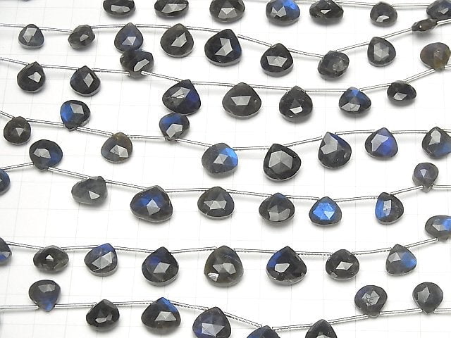 [Video] High Quality Black Labradorite AA++ Chestnut Faceted Briolette 1strand beads (aprx.6inch / 16cm)