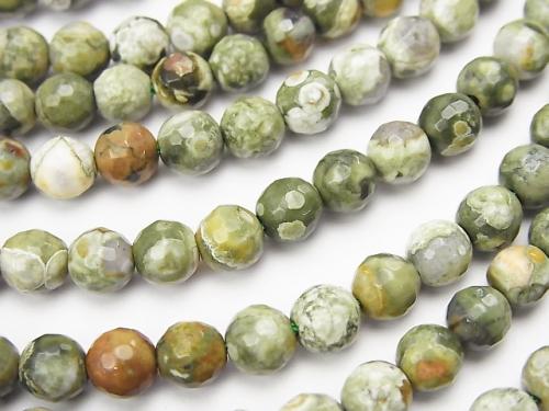 Rainforest Rhyolite  128Faceted Round 6mm half or 1strand (aprx.15inch/37cm)