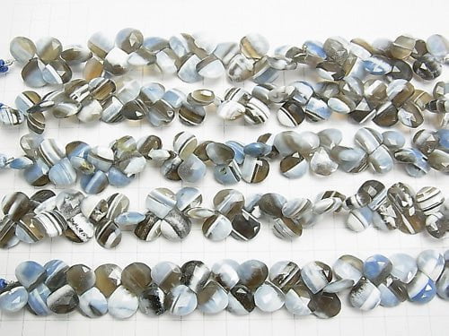 Stripe Blue Opal AAA- Chestnut Faceted Briolette half or 1strand beads (aprx.7inch/18cm)
