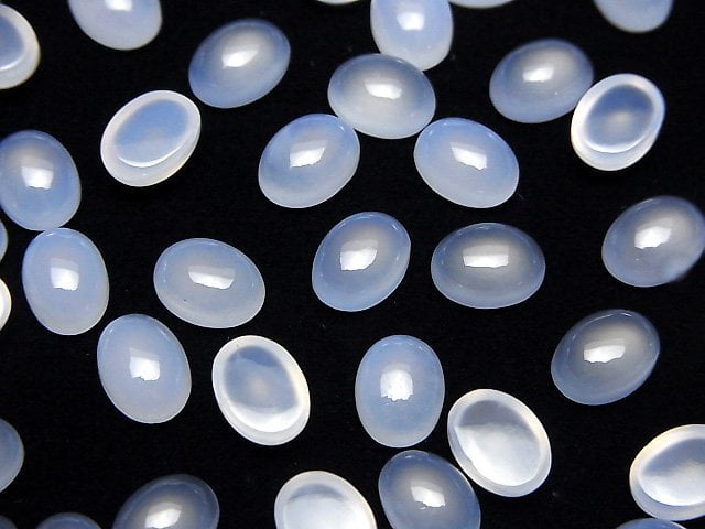 [Video]High Quality Blue Chalcedony AAA Oval Cabochon 8x6mm 5pcs