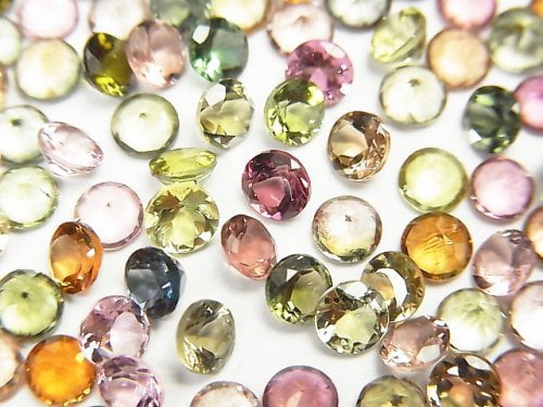 [Video]High Quality Multicolor Tourmaline AAA Loose stone Round Faceted 4x4mm 10pcs