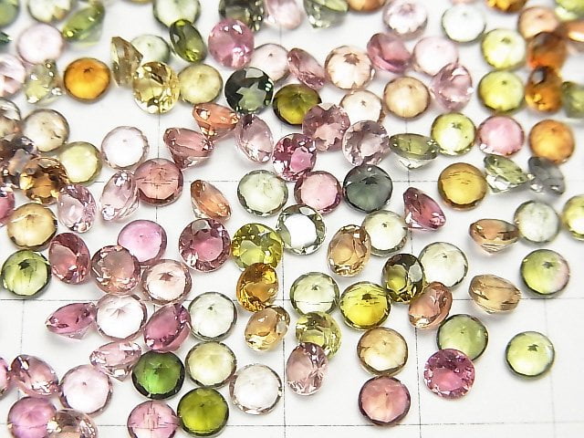[Video]High Quality Multicolor Tourmaline AAA Loose stone Round Faceted 4x4mm 10pcs