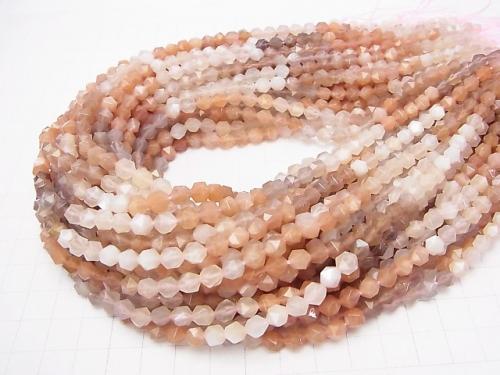 Multicolor Moon Stone AA ++ 24 Faceted Round 6 mm half or 1 strand (aprx.15 inch / 38 cm)