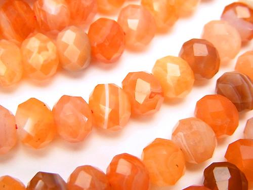 Diamond Cut! Mix Carnelian Faceted Button Roundel 8 x 8 x 6 mm half or 1 strand (aprx. 15 inch / 37 cm)