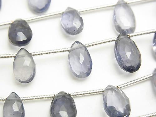 1strand $19.99! High Quality Iolite AA ++ Pear shape Faceted Briolette [Light Color] 1strand (aprx.6inch / 15cm)