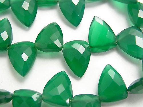 High Quality Green Onyx AAA Transformation Faceted Pear Shape [Dark Color] half or 1strand (aprx.7inch / 18 cm)