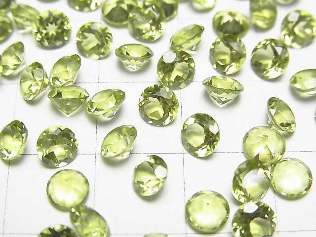 [Video]High Quality Peridot AAA Loose stone Round Faceted 5x5mm 5pcs