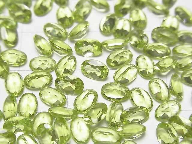 [Video]High Quality Peridot AAA Loose stone Oval Faceted 6x4mm 5pcs