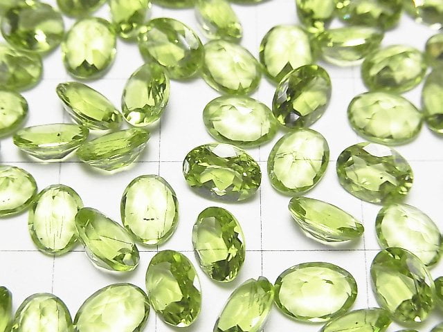 [Video]High Quality Peridot AAA Loose stone Oval Faceted 8x6mm 3pcs