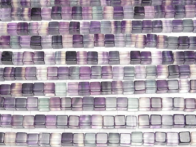 [Video] Mongolian multi color Fluorite AAA Cube 6x6x6mm half or 1strand beads (aprx.15inch/37cm)