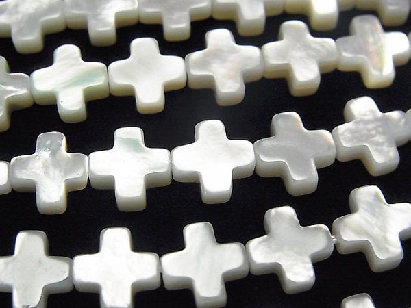[Video] High Quality White Shell Cross 8x8x3mm 1/4 or 1strand beads (aprx.15inch/38cm)