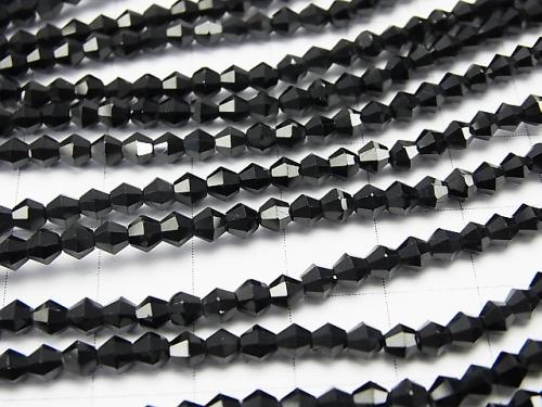Diamond Cut! High Quality Black Spinel AAA - 16Faceted 4mm 1strand (aprx.15inch / 37cm)
