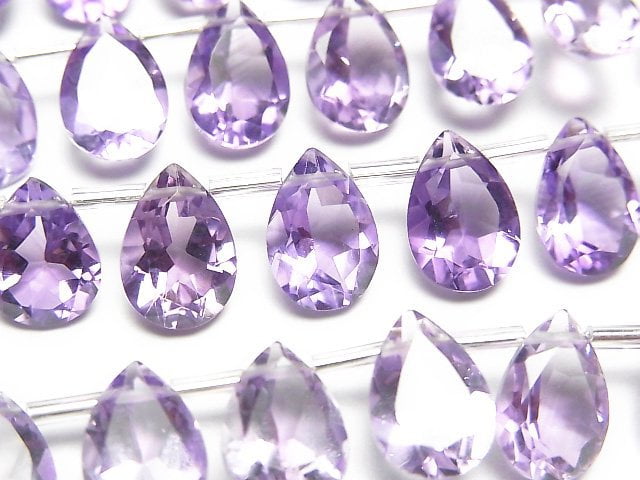 [Video]High Quality Amethyst AAA Pear shape Faceted 10x7mm 1strand (18pcs )
