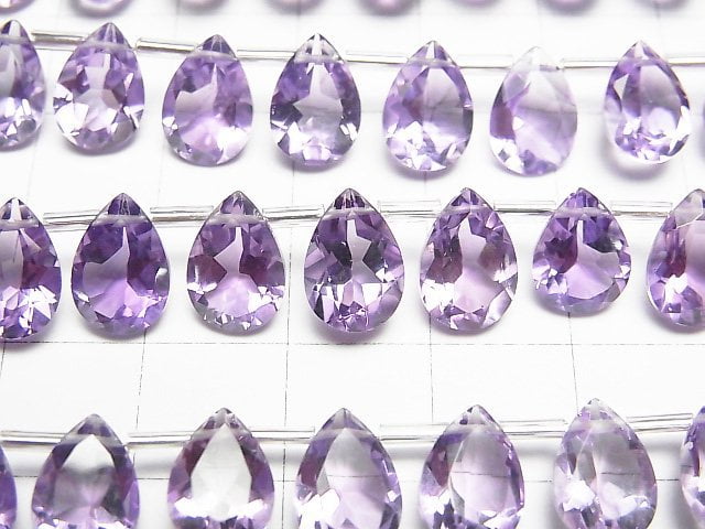 [Video]High Quality Amethyst AAA Pear shape Faceted 10x7mm 1strand (18pcs )