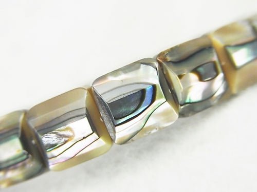 Abalone Shell Two Hole Faceted Square 10x10mm Bracelet