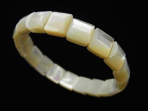 1strand $24.99! High Quality White Shell AAA Two Hole Faceted Square 9 x 9 x 5 mm 1strand (Bracelet)