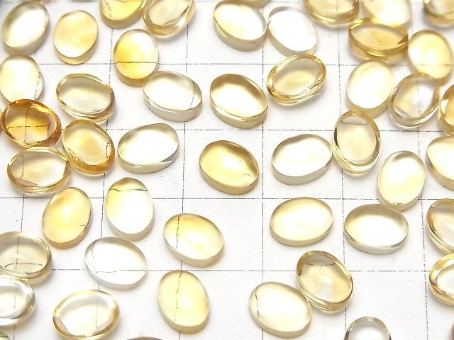 [Video]High Quality Citrine AAA Oval Cabochon 8x6mm 5pcs