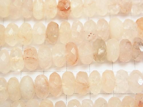 Pink Color Quartz Faceted Button Roundel 10 x 10 x 6 mm half or 1 strand (aprx.15 inch / 38 cm)