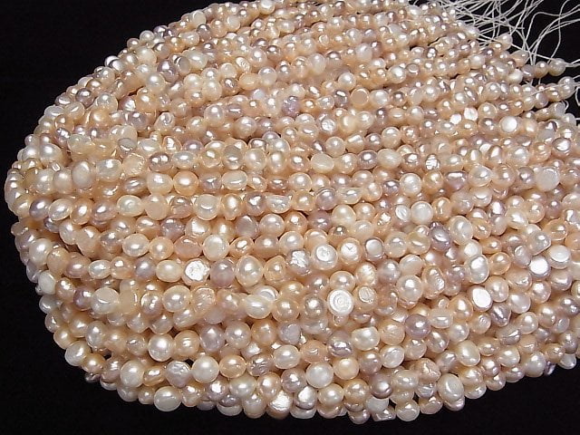 [Video]Fresh Water Pearl AA Potato -Baroque 7-8mm Natural color mix 1strand beads (aprx.13inch/33cm)