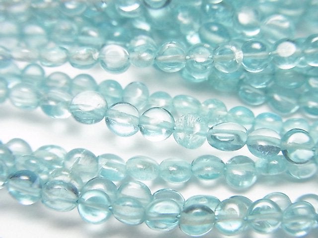 [Video] High Quality Blue Apatite AAA- Coin 3-4mm 1strand beads (aprx.13inch / 31cm)