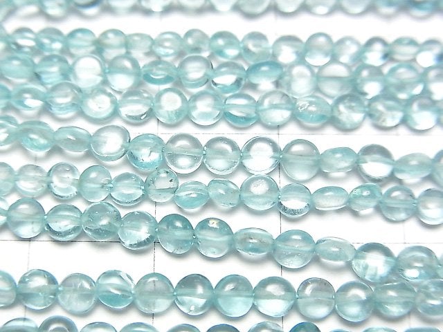 [Video] High Quality Blue Apatite AAA- Coin 3-4mm 1strand beads (aprx.13inch / 31cm)