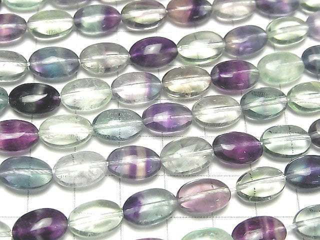 [Video] Multicolor Fluorite AA++ Oval 12x8mm half or 1strand beads (aprx.15inch / 37cm)