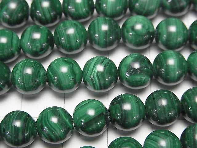 [Video]Malachite AA++ Round 8mm half or 1strand beads (aprx.15inch/38cm)