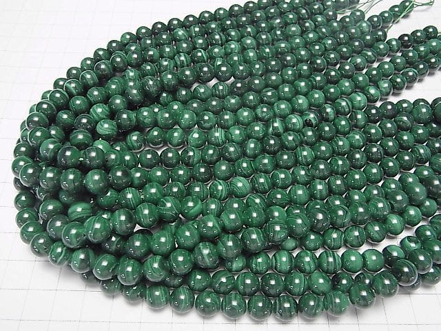 [Video]Malachite AA++ Round 8mm half or 1strand beads (aprx.15inch/38cm)