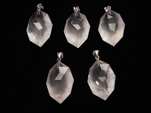 High Quality Madagascar Rose Quartz AAA Multiple Facets included Pendant [S] [M] Silver 925