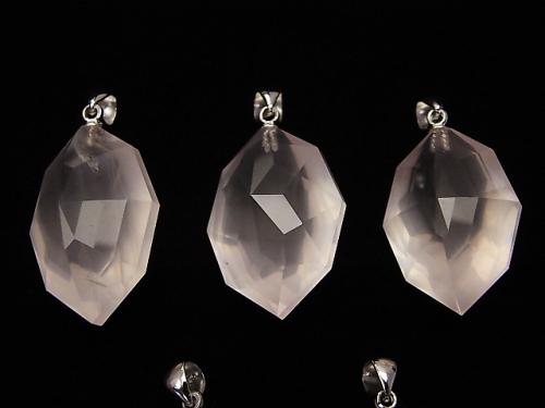 High Quality Madagascar Rose Quartz AAA Multiple Facets included Pendant [S] [M] Silver 925