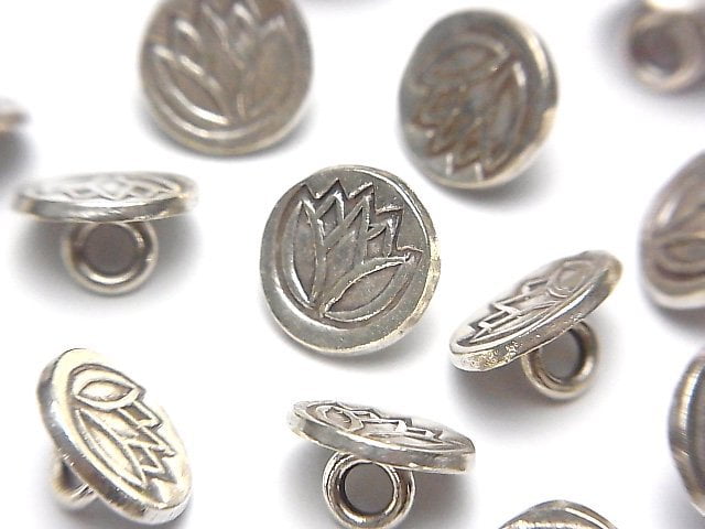 Karen Silver Tulip Pattern Coin Charm (Concho) 11x11x6mm 1pc