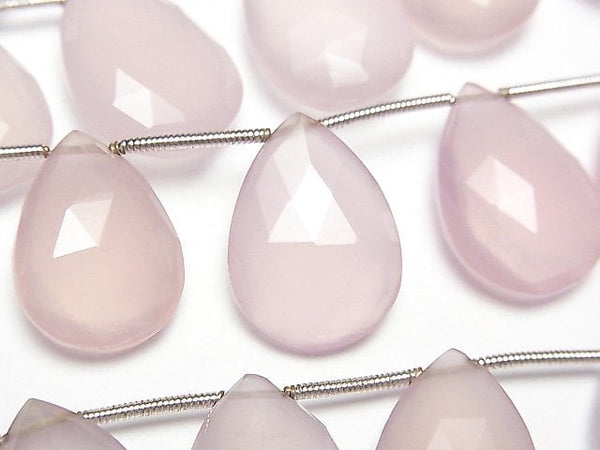 [Video] High Quality Pink Color Chalcedony AAA Pear shape Faceted Briolette Half-ream / ream beads (aprx.6inch / 15cm)