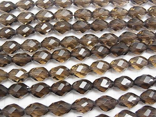 Diamond Cut!  Smoky Crystal Quartz AAA 6Faceted Twist xMultiple Facets Faceted Rice 14x10x10mm 1/4 or 1strand (aprx.15inch/37cm)