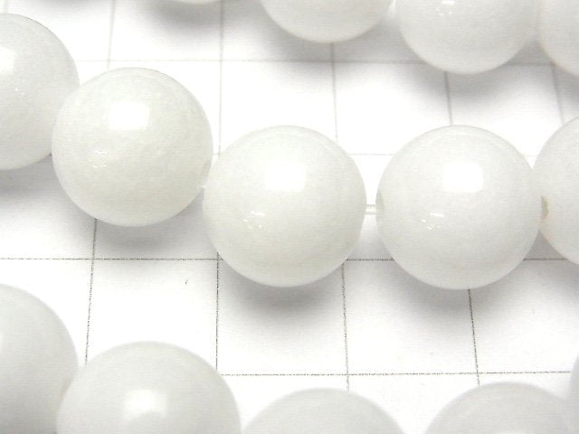 White Jade Round 12mm [2mm hole] half or 1strand beads (aprx.15inch/37cm)