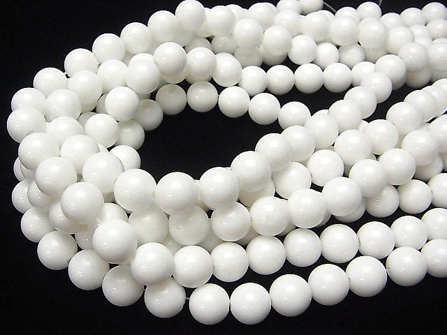 White Jade Round 12mm [2mm hole] half or 1strand beads (aprx.15inch/37cm)