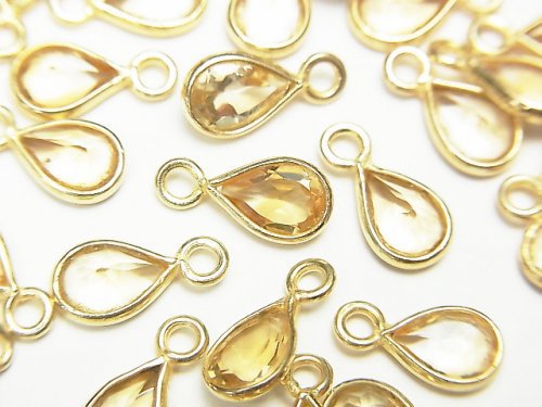 [Video]High Quality Citrine AAA Bezel Setting Pear shape Faceted 7x5mm 18KGP 5pcs